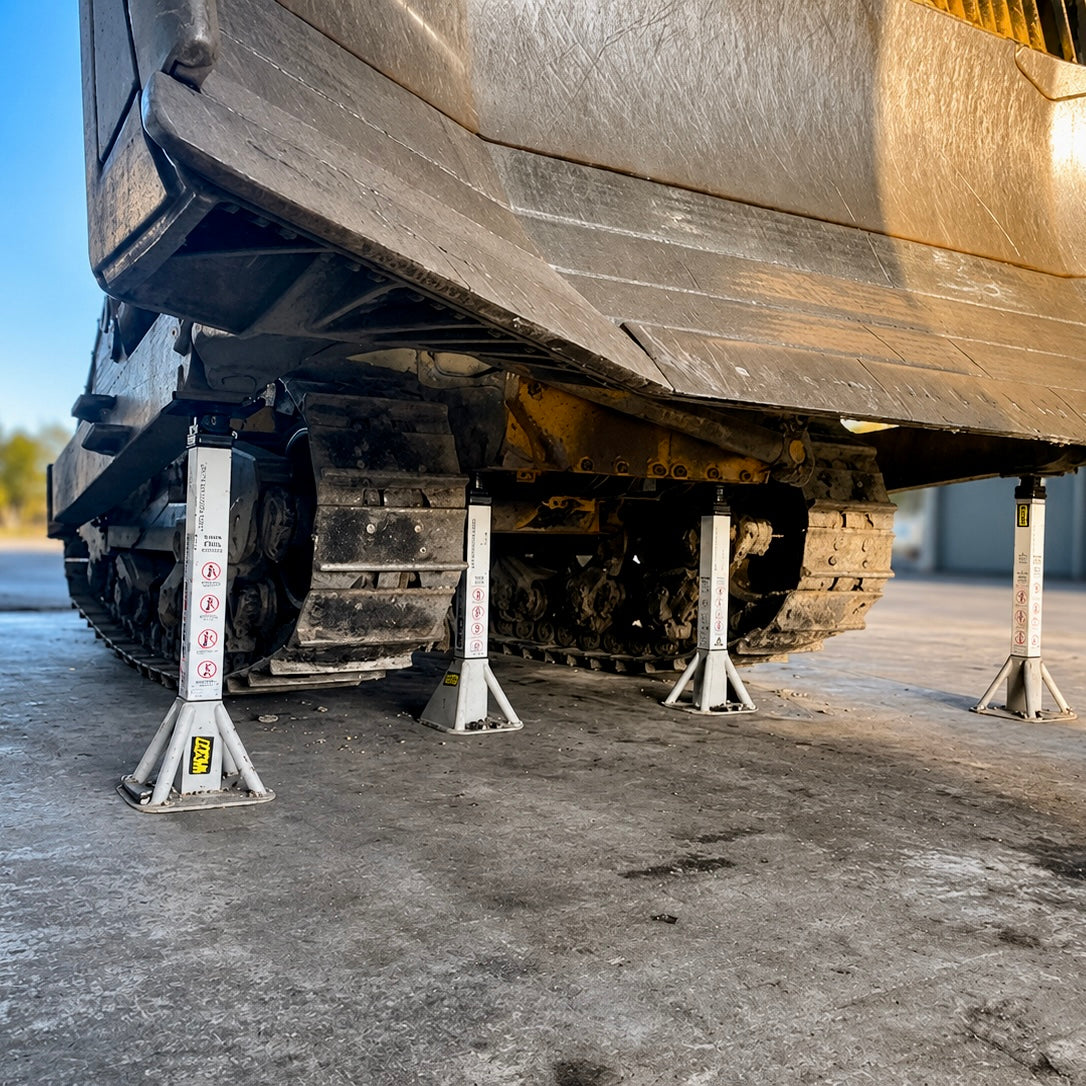 Front view of 50-tonne CAT D10 D11 front dozer stand