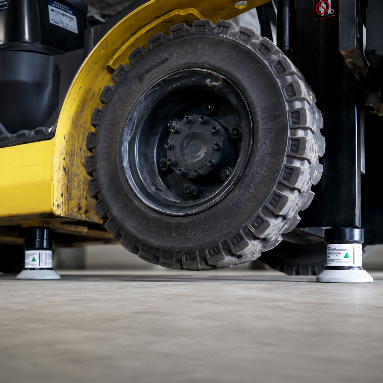 Front view of 8-tonne 140mm and 180mm forklift support stands