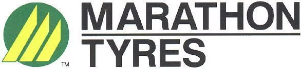 Marathon Tyres logo with green and yellow emblem on a white background