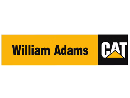 Logo with 'William Adams' and 'CAT' on a yellow and black background