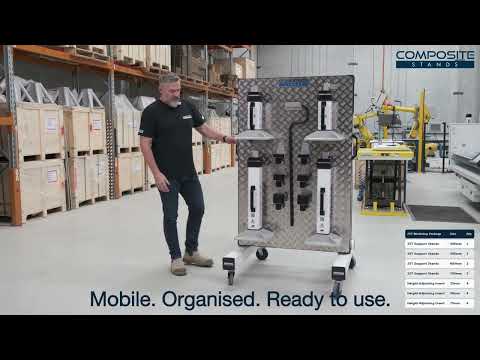 25t Composite Support Stands Workshop Package displayed with support stands, inserts and storage board